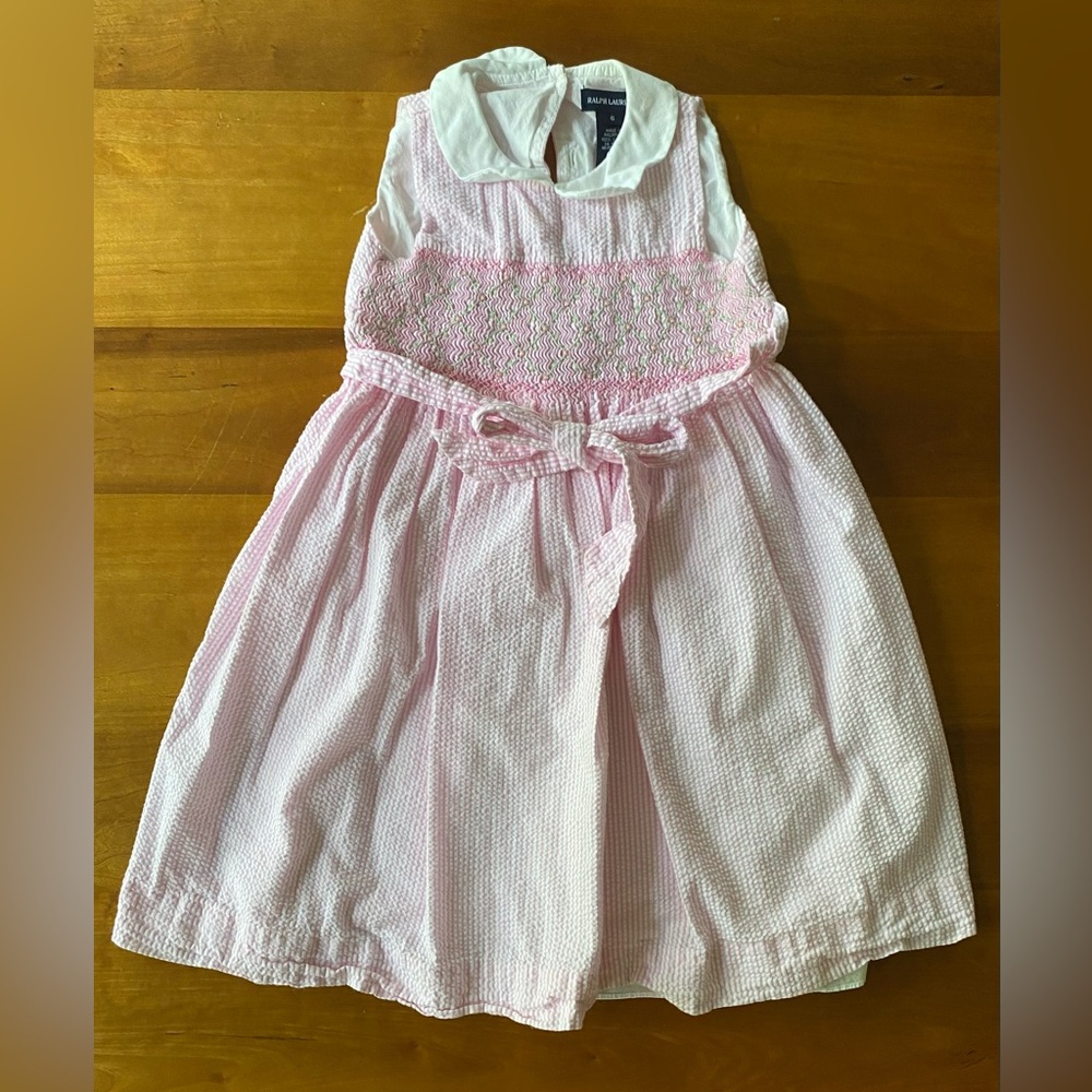 Ralph Lauren girl’s 6 y.o. pink smocked seersucker dress